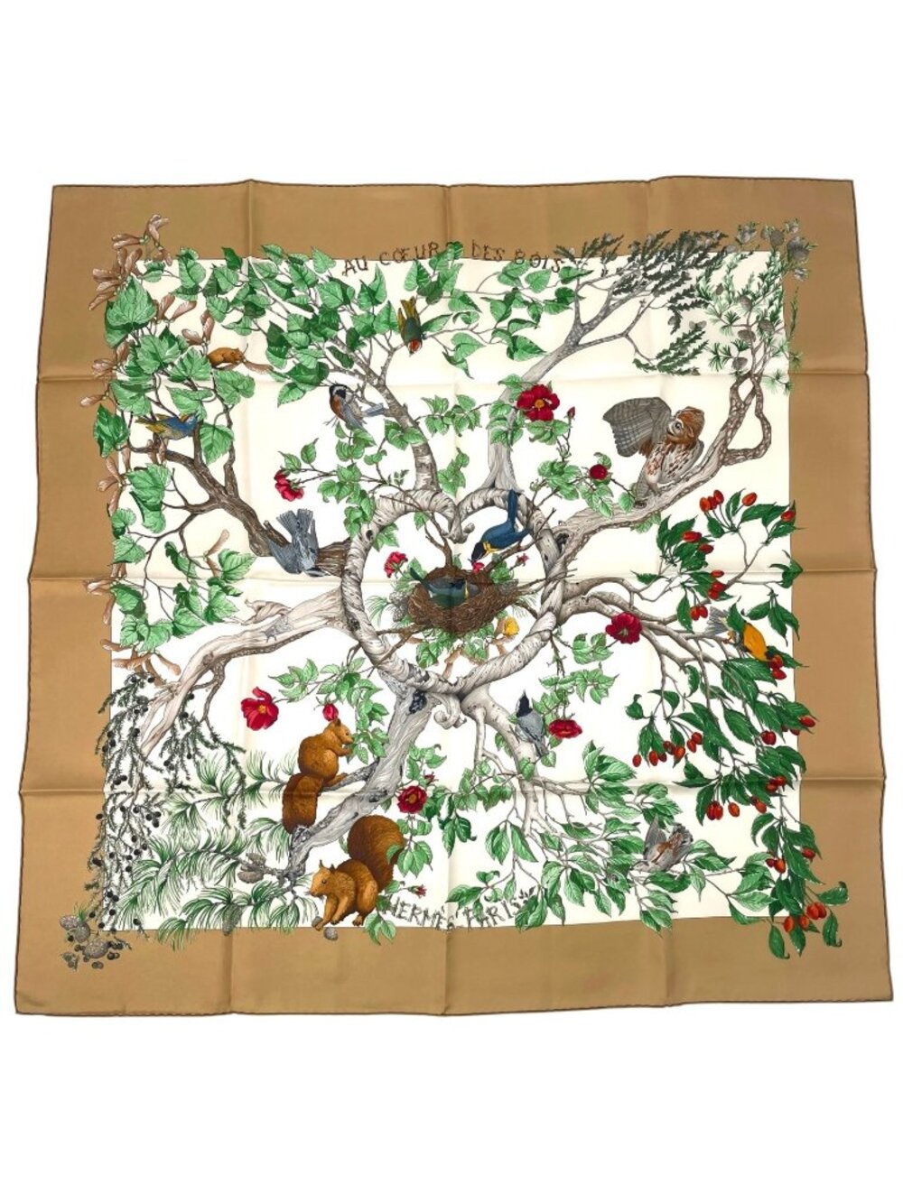 Hermes Carre 90 AU Coeur Des Bois in the Woods Scarf Silk Blawan - Picture 1 of 7